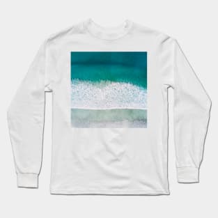 Blue Ocean Waves And Yellow Sand Long Sleeve T-Shirt